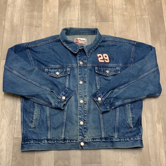 Vintage Chase Authentics Trucker Kevin Harvick NASCAR Racing Denim‎ Jean Jacket - Picture 1 of 10